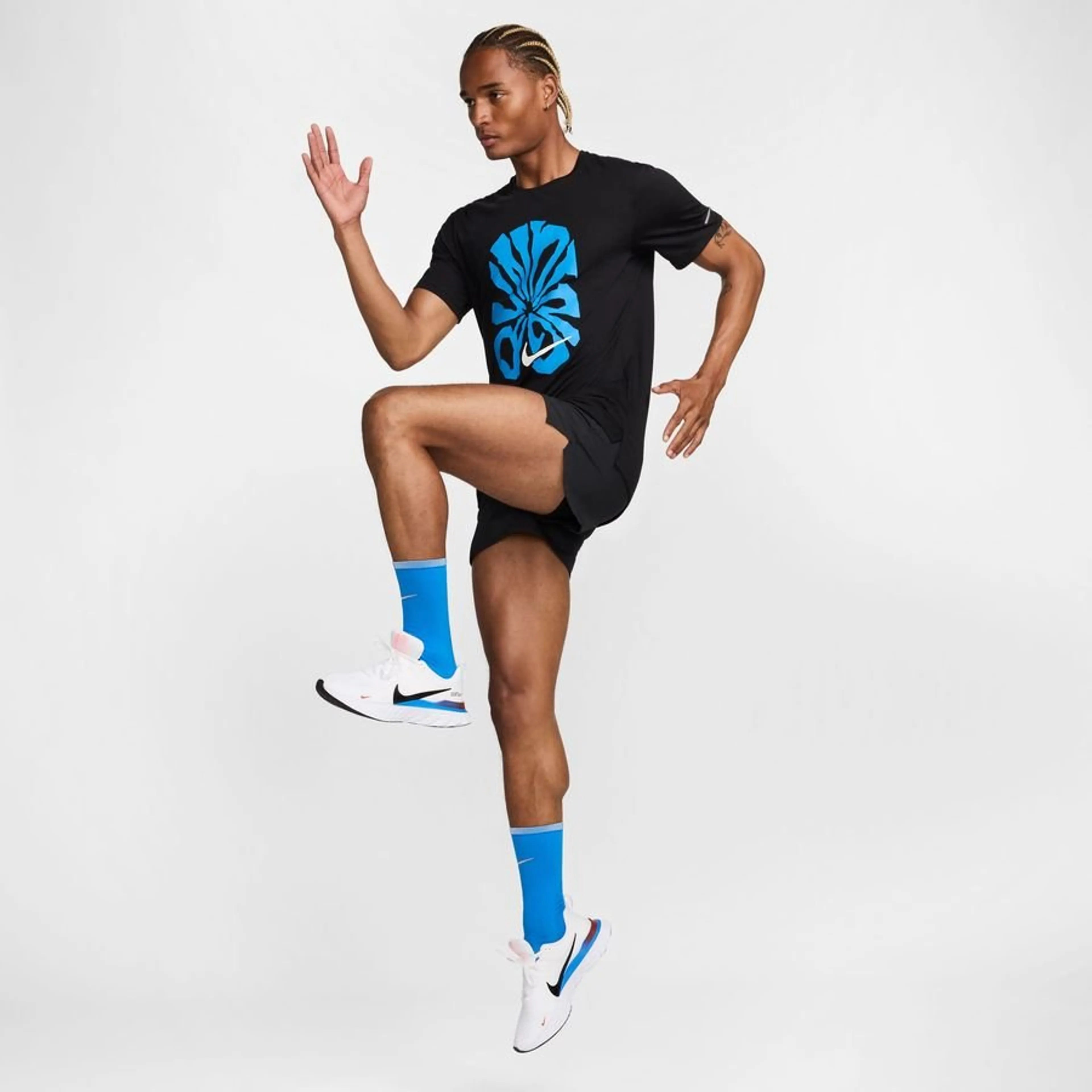 Nike Sportswear T-Shirt (Bleu/Vert Logo Graphic) Running Training Fitness Bodybuilding Sweatshirt Outdoor Sportswear Male Customization