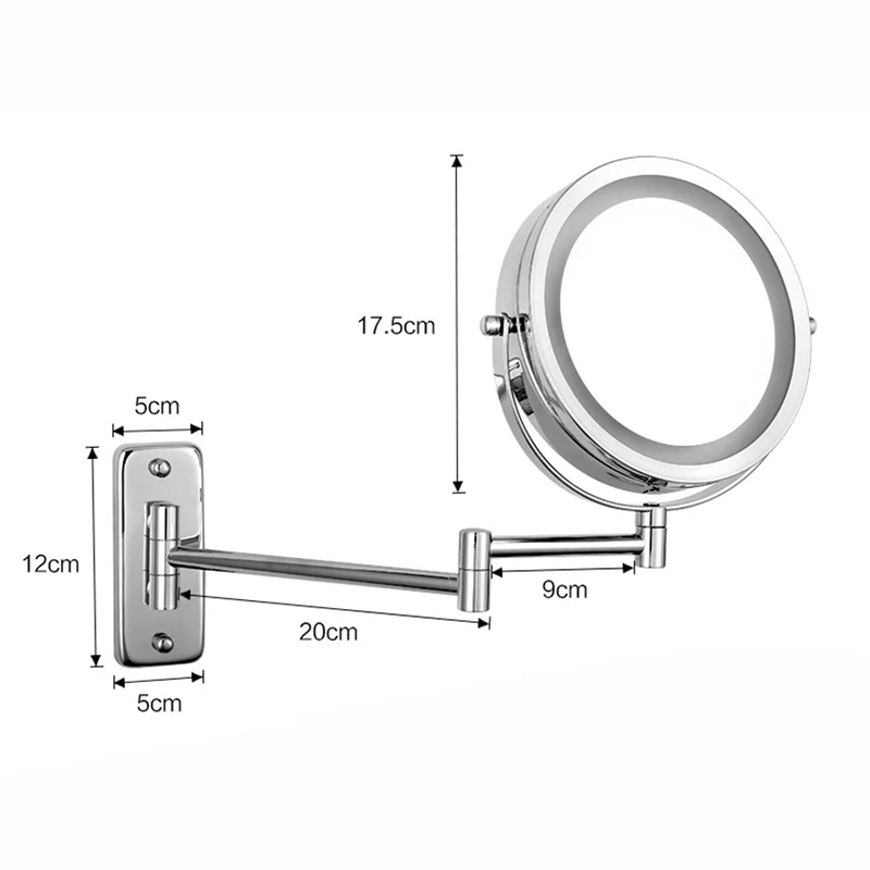 Wall Mounted Smart Bathroom Led Makeup Mirror 3X 5X 7X10X Magnification Adjustable Cosmetic Double Side Touch Dimming Mirrors