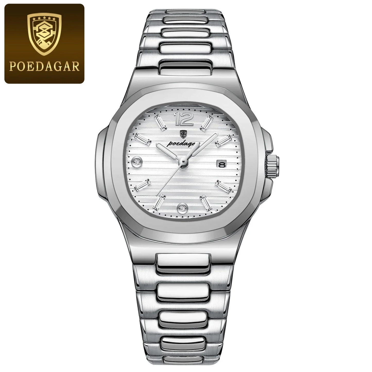 POEDAGAR 708 Brand Name Chinese Female Quartz Watch ECO Steel Strap Water Resist Date Display Ultra Thin Casual Wristwatch