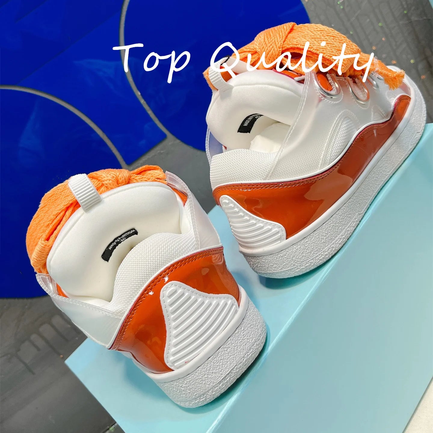 Men's Women's Casual Shoes sports shoes Thick tongue Colorful shoelace Matching leather material Splicing color design