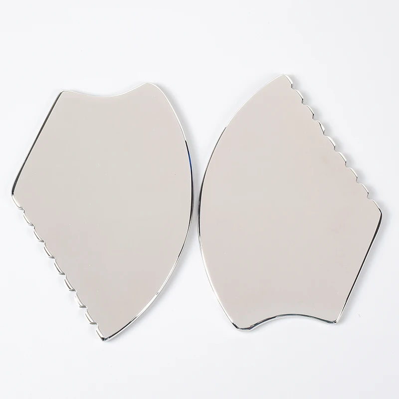 Gua Sha Facial Tool, Stainless Steel GuaSha Massage Tool Natural Universal Facial Silver Metal Gua Sha Board for SPA Acupuncture
