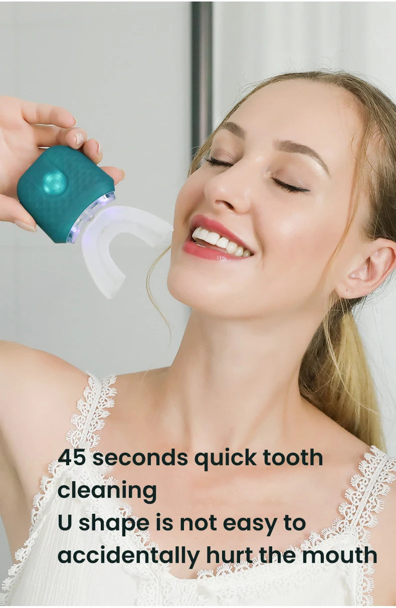 Ultrasonic Electric Toothbrush U-shaped Adult Automatic Toothbrush 360° Full Mouth Whitening Wireless Charging Waterproof Brush