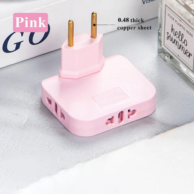 EU Plug 180 Degree Rotatable Socket Converter 3 in 1 Extension Plug Multi-Plug Mini Slim Wireless Outlet Adapter Sockets