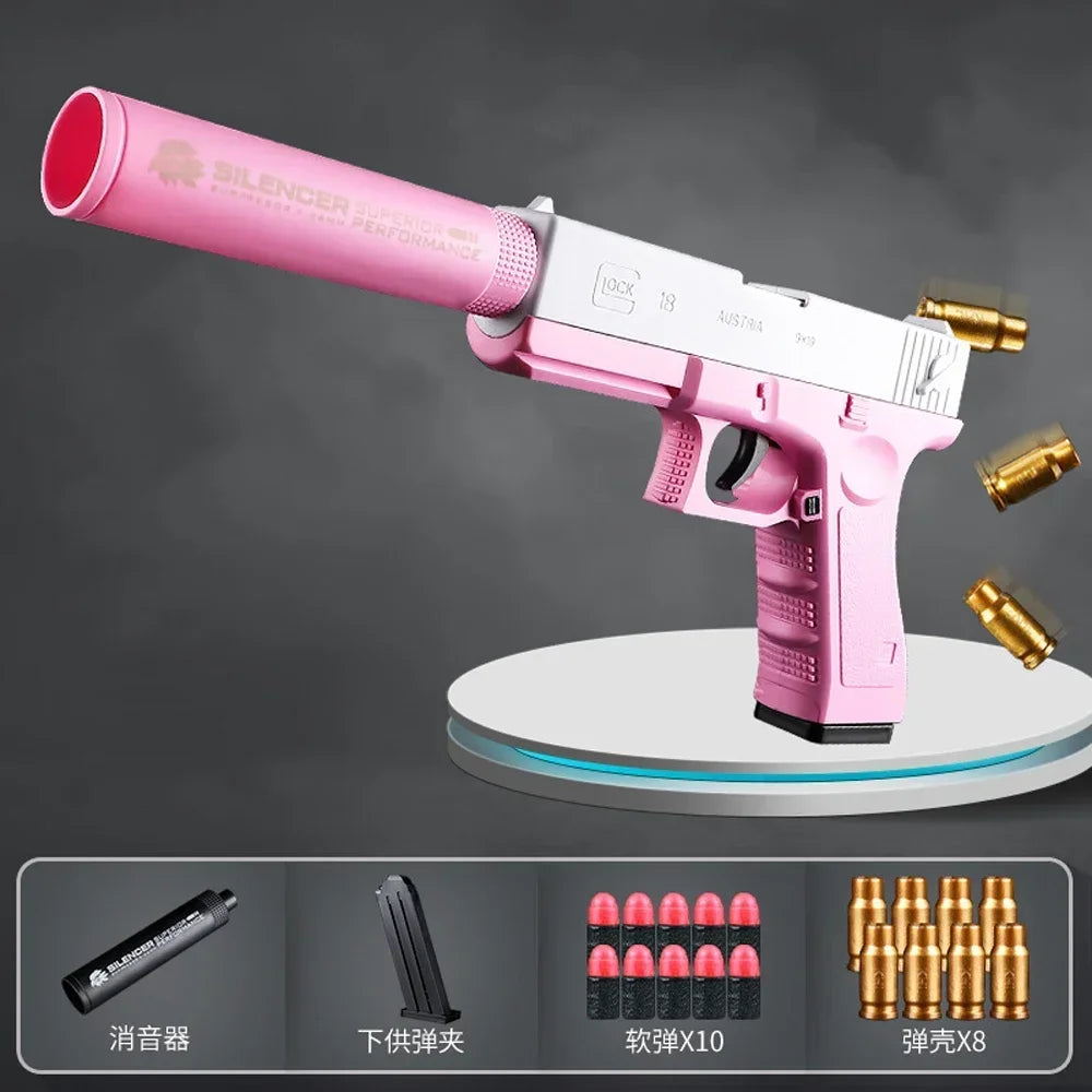 Mechanical Automatic Desert Eagle Toy Guns Shell Ejection Airsoft Pistol Continuous Firing Soft Bullet for Children Shooting