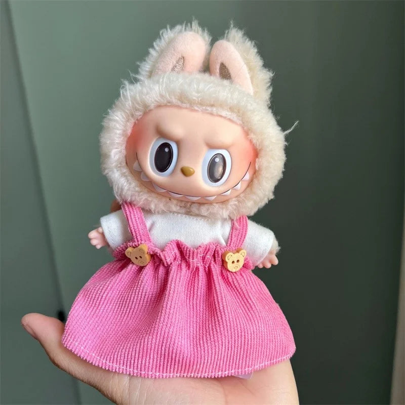 Cute Mini Plush Doll Clothes for 17cm Labubu Many Kinds of Overalls Clothes Accessories