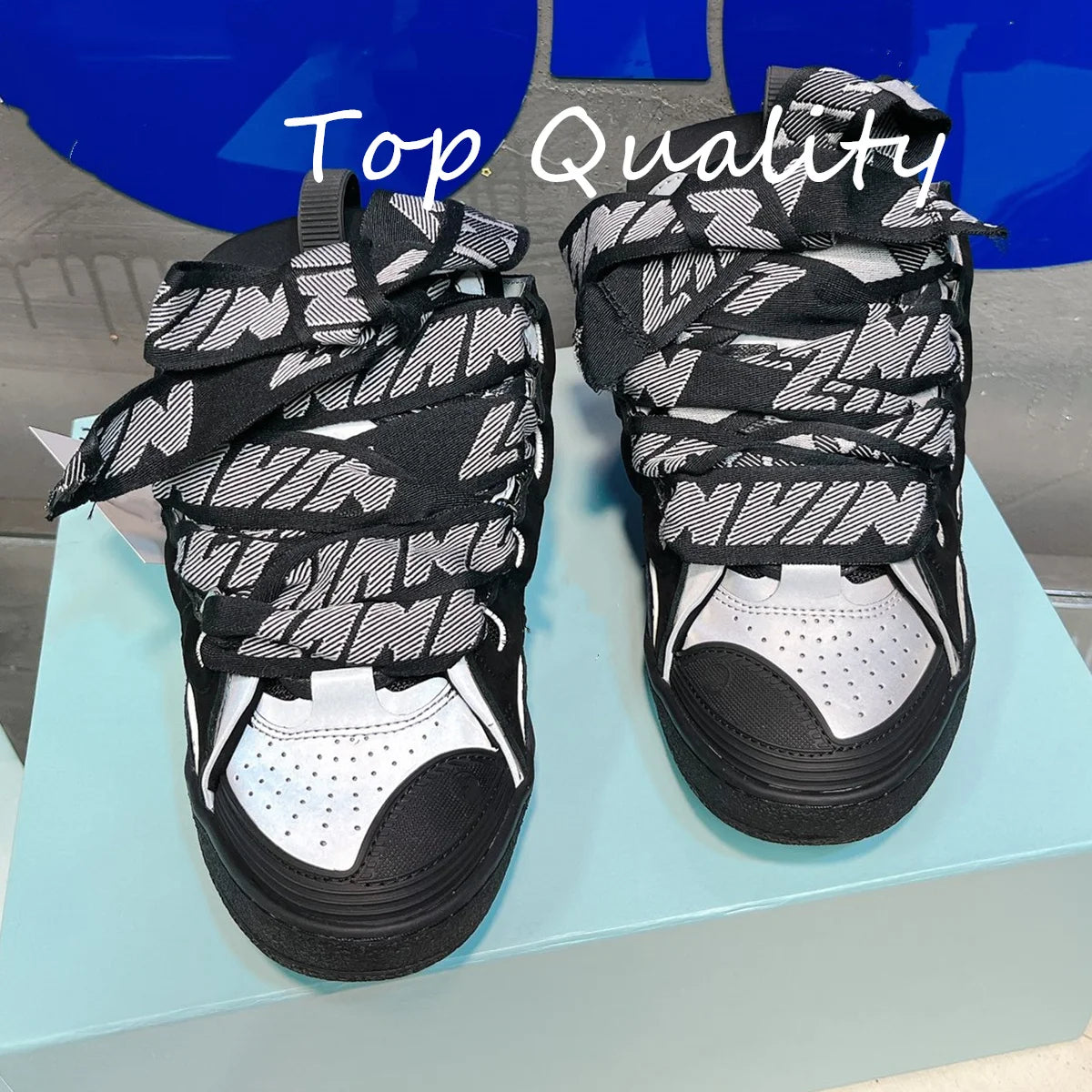 Men's Women's Casual Shoes sports shoes Thick tongue Colorful shoelace Matching leather material Splicing color design