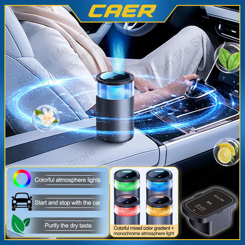 Caer Smart Car Air Aromatherapy Diffuser Rechargeable Air Freshener Colorful Lights Cloud Mist Auto Decoration with 3 Adjustable