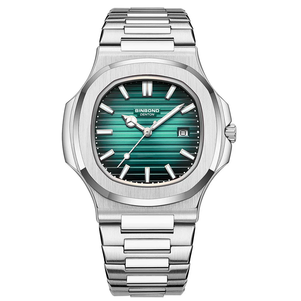 BINBOND New Luxury Men's Date Display Waterproof Stainless Steel Round Quartz Watch