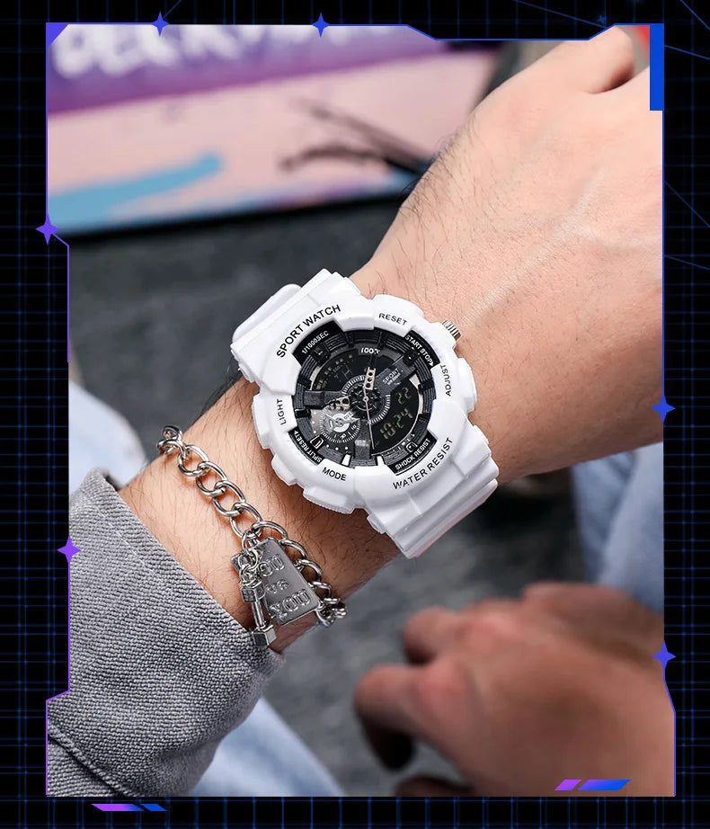 ACHENGY Youth Sport Digital Watch Men Shockproof Waterproof Dual Wristwatches LED  Alarm Clock Mens Watches Cool  vogue