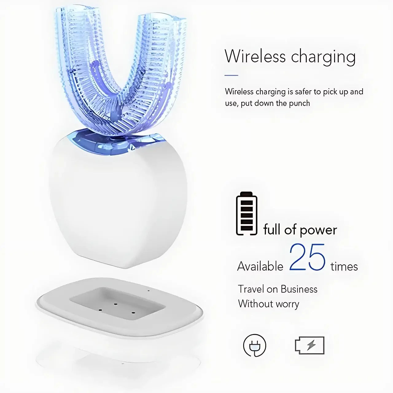 Ultrasonic Toothbrush,U Shape Toothbrush Ultrasonic Teeth Cleaner Teeth Whitening Lamp 360 Adult Electric Automatic Toothbrush