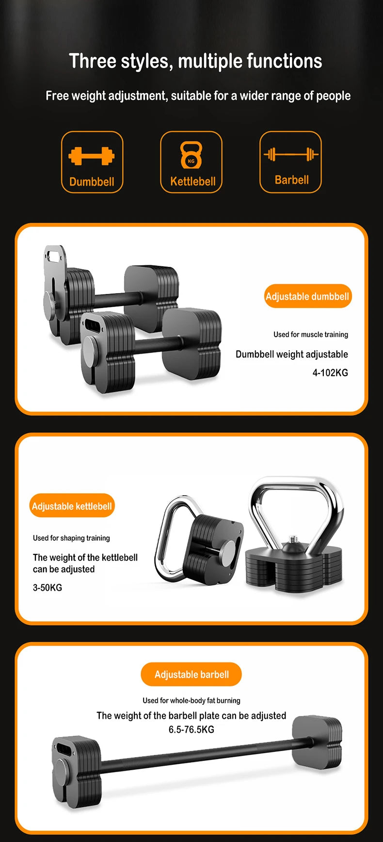 2025 Professional pure steel adjustable dumbbell strength exercise kettle bell barbell 4kg-102kg fast adjustable dumbbell