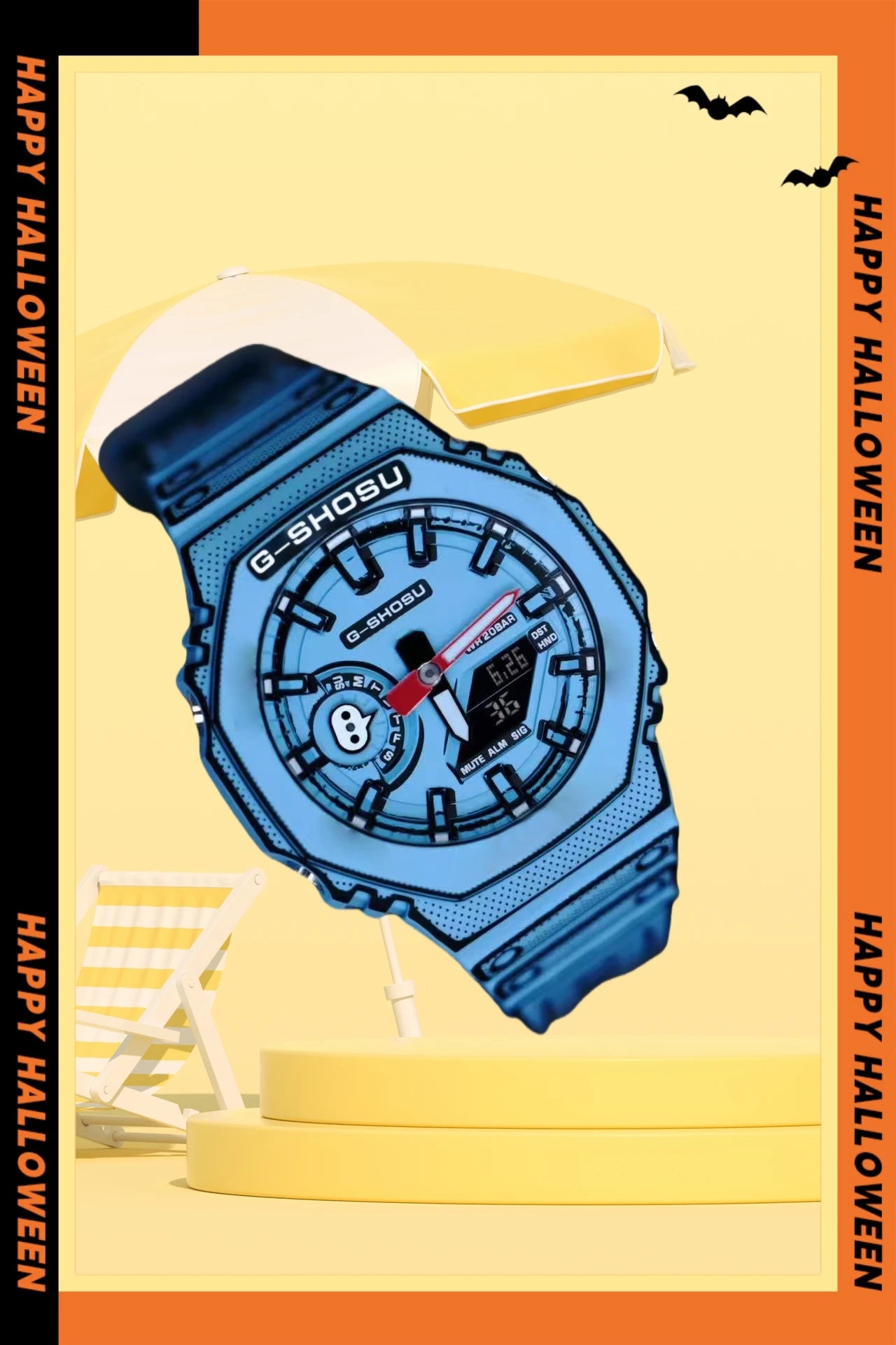Oak Collection Full Function World Time Full Function LED Dual Display Unisex Digital Watch Waterproof Large Dial