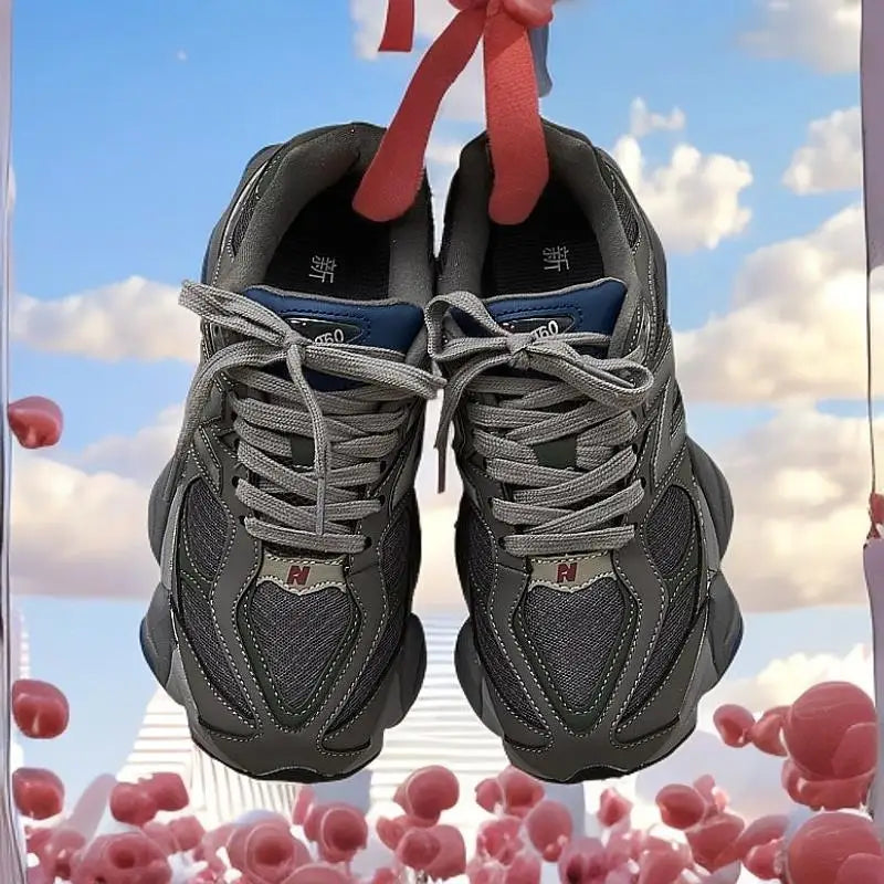 New series of dad shoes, retro distressed, dark  gray, height increasing, men's and women's running shoes