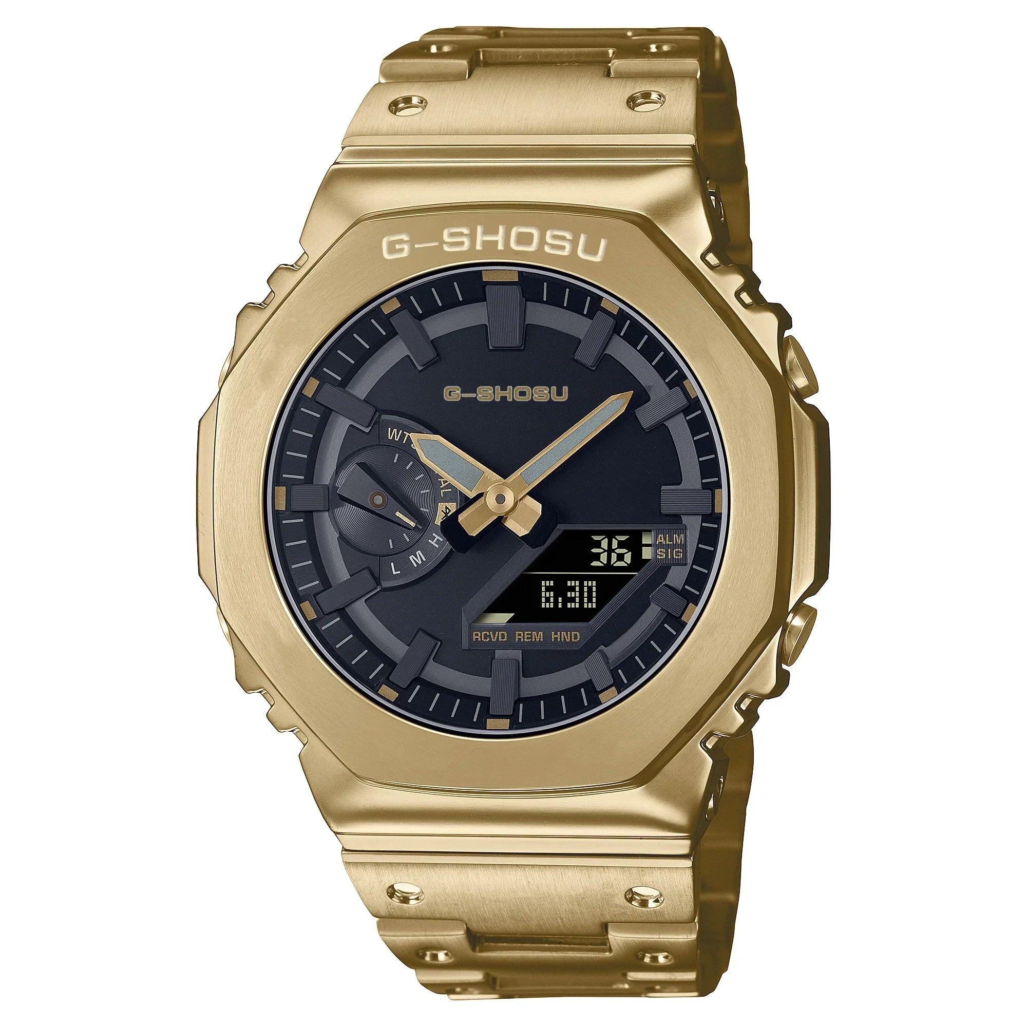 Electronic Unisex Watch Full Digital Sports Function LED Alloy Large Dial World Time Steel Strap GMB Oak Series