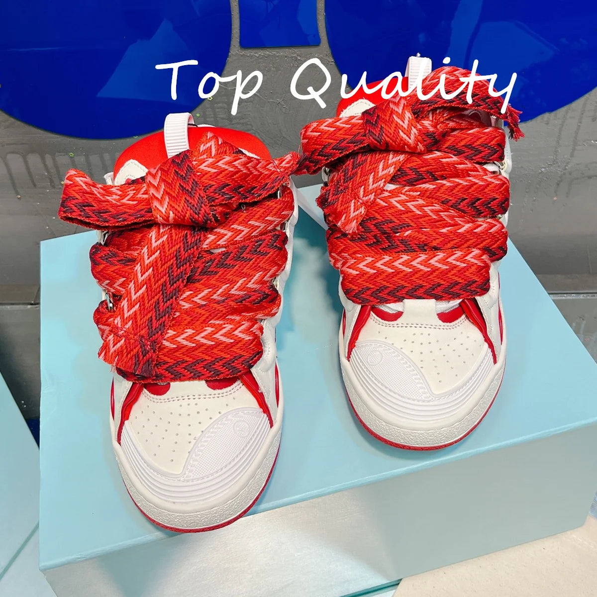 Men's Women's Casual Shoes sports shoes Thick tongue Colorful shoelace Matching leather material Splicing color design