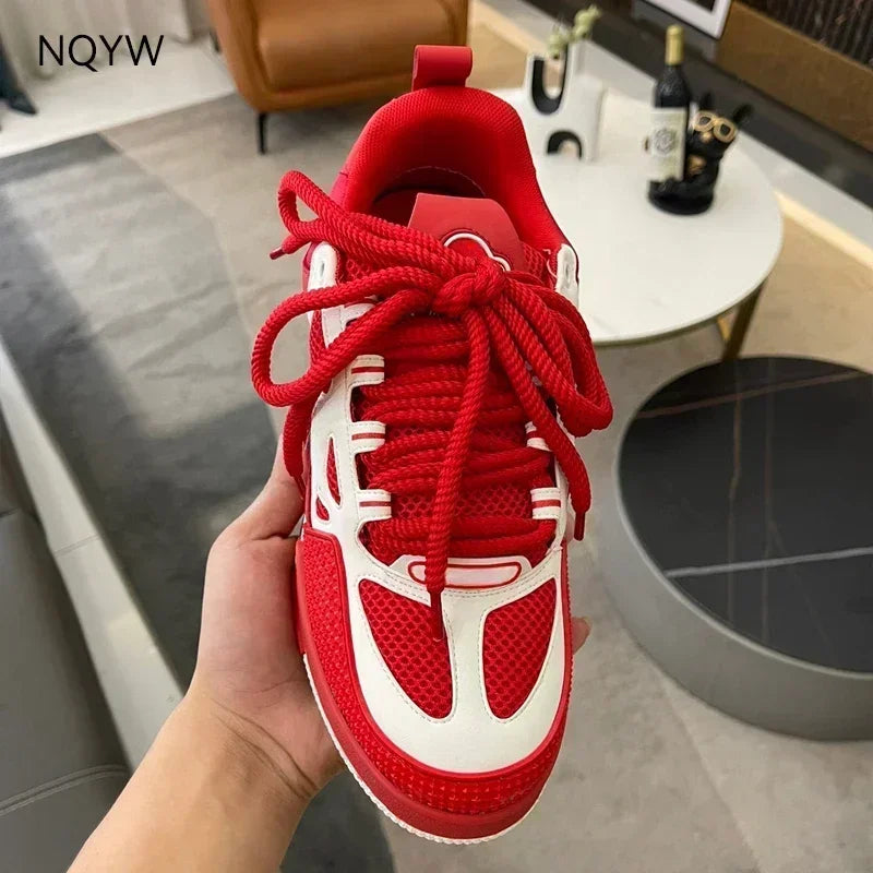 2025 Four Seasons New Net Men's Non-Slip Buffer Men's Genuine Leather Board Shoes Flat Bottom Versatile White Women's Shoes
