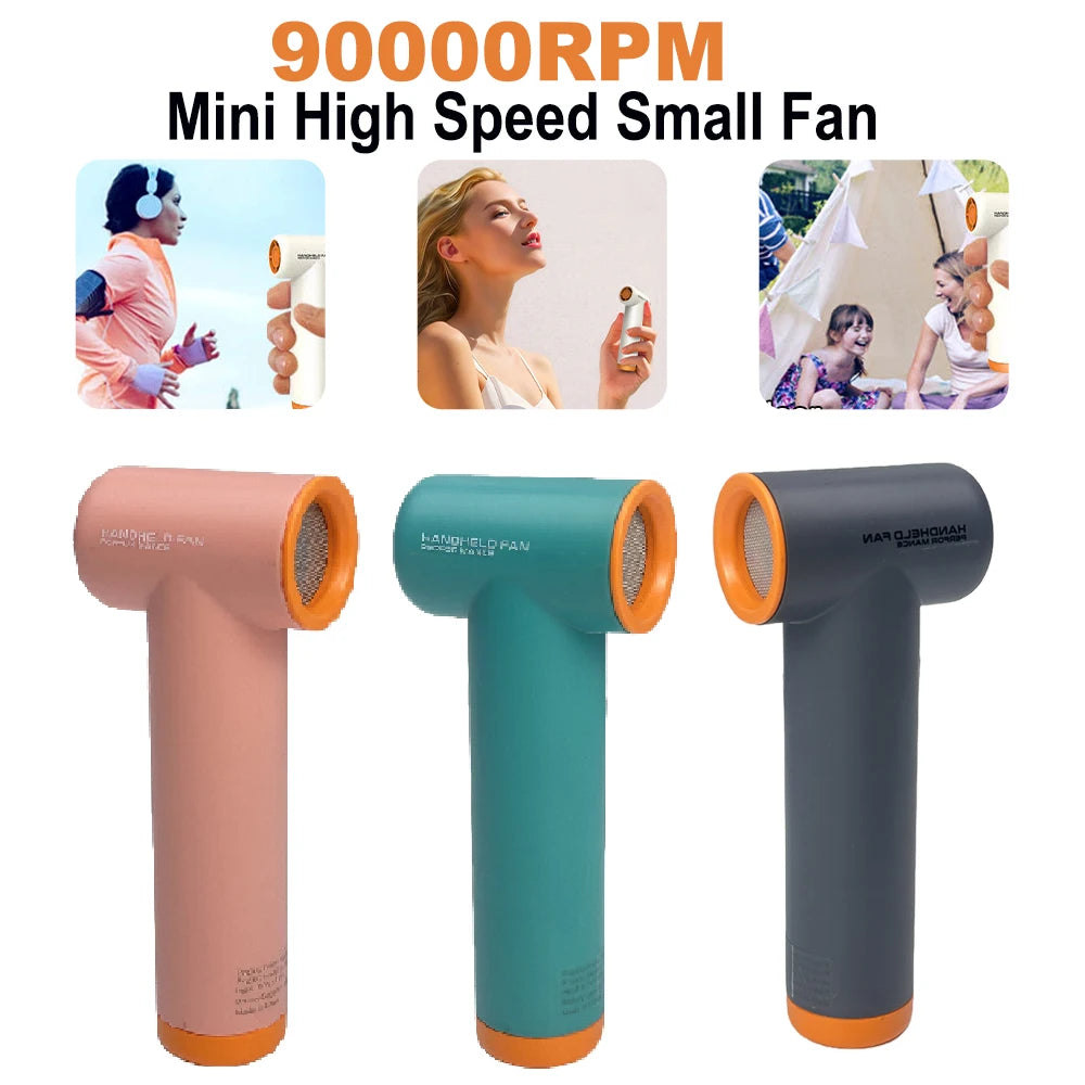 90000RPM Handheld Portable Turbo Fan, Super High-speed Fan with 4-speed, 4000mAh, USB-C Rechargeable Personal Battery Operated
