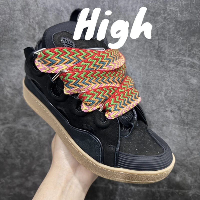 Men's Women's sports shoes Casual Shoes Colorful shoelace Matching Splicing color design Thick tongue Fashion Shoes Luxury