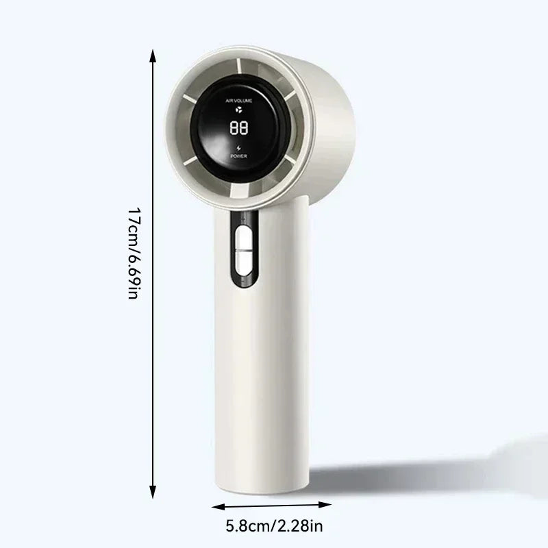 2025 Portable Turbo Handheld Fan - 100-Speed Adjustable, USB Rechargeable Mini Fan with LED for Camping, Outdoor & Travel