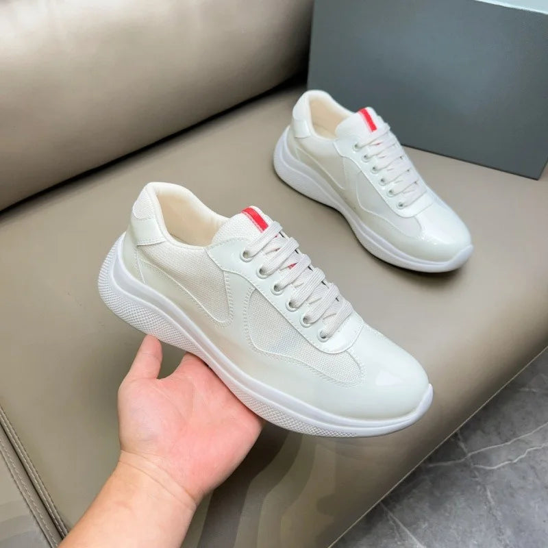 Fashionable and Comfortable Soft Sole New Casual Sneakers Leather Color-blocking Trendy Versatile Customized Men's Shoes 2025