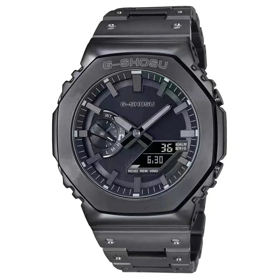 Sports Unisex Electronic Digital Watch Full Function LED Dual Display World Time Automatic Hand Lifting Lights