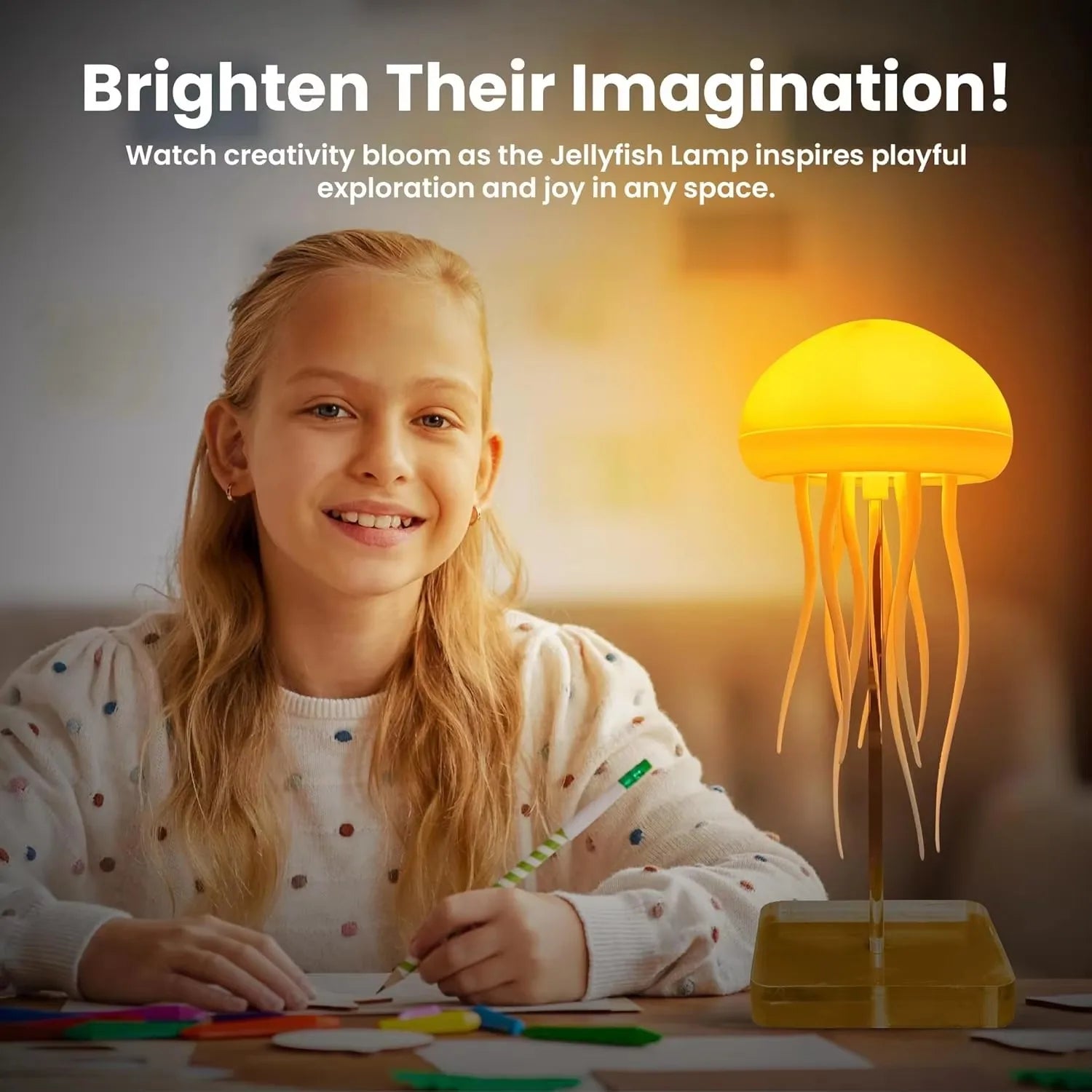 Jellyfish Cartoon Night Light RGB Gradient Cute Bedside Lamp Voice Control Table Lamps Child Room Decoration LED Lights