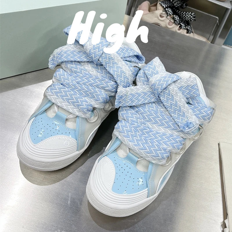 Men's Women's sports shoes Casual Shoes Colorful shoelace Matching Splicing color design Thick tongue Fashion Shoes Luxury