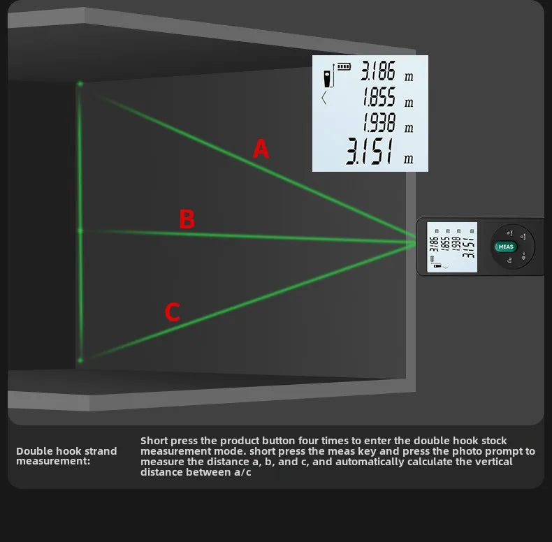 Handheld Laser Rangefinder with Green Red Infrared, Electronic Measuring Tool, High Precision Measuring Instrument