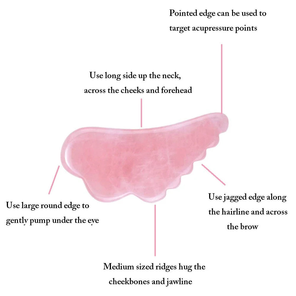 Gua Sha Massage Tool for Scraping Facial and Body Skin Massage Made of Rose Quartz Stone for Acupressure Scrapper Facial Tools
