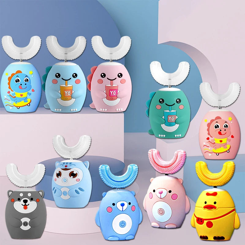 360 Degrees Intelligent Automatic Electric Toothbrush for Kids Children Rechargeable U Shaped Smart Sonic Tooth Brush Waterproof