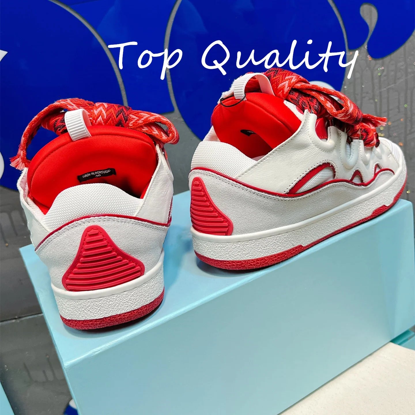 Men's Women's Casual Shoes sports shoes Thick tongue Colorful shoelace Matching leather material Splicing color design