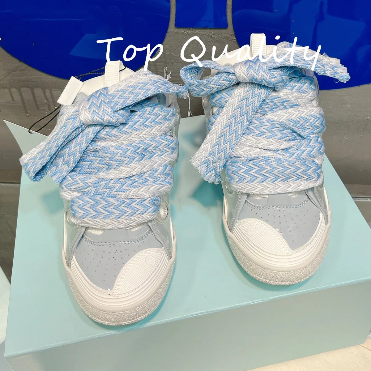 Men's Women's Casual Shoes sports shoes Thick tongue Colorful shoelace Matching leather material Splicing color design