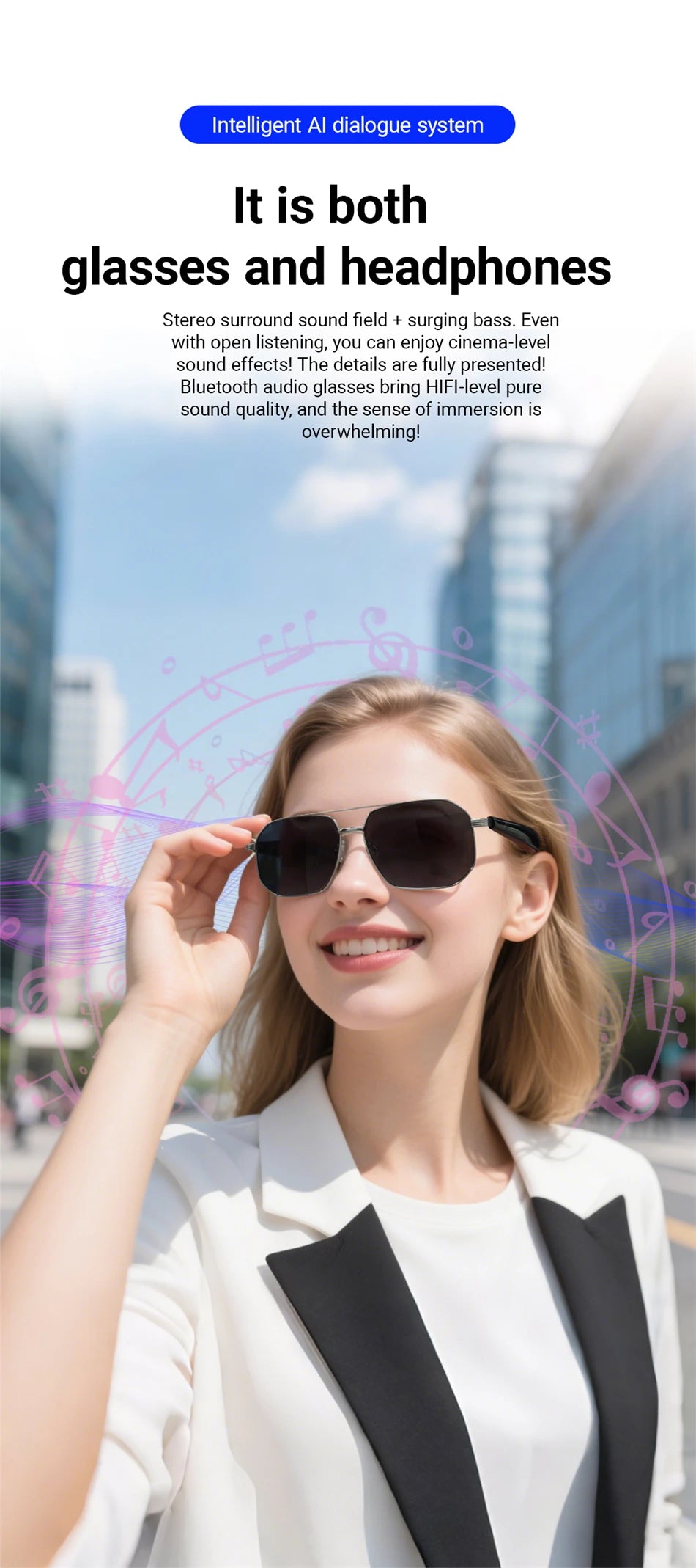 2025 Smart Glasses Fashion Luxury Men Women Polygonal Eye Protection Sun Glasses Trendy Retro Driving Sports AI Goggle Shades