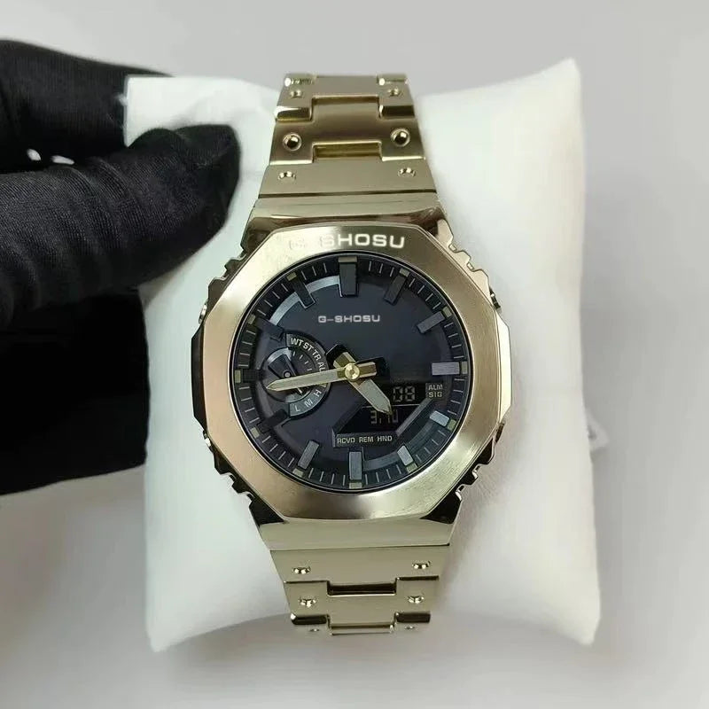 Electronic digital sports unisex watch All functions can be operated Waterproof World time LED dual display