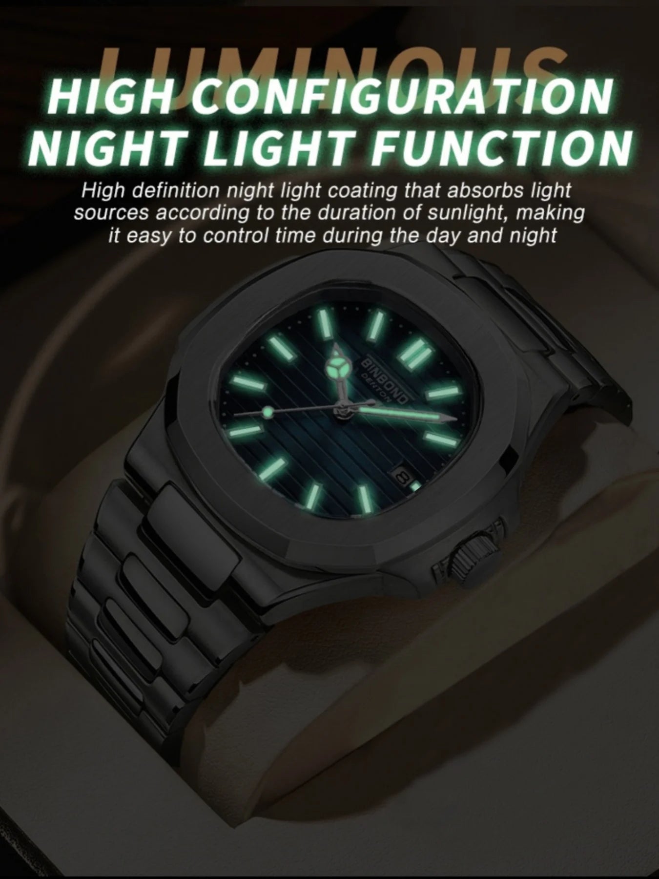 Deluxe Casual Men's Watch Waterproof Luminous Date Calendar Function Stainless Steel Quartz Men's Business Watch Fashion Gift