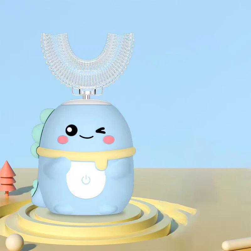 360Degrees Sonic Electric Toothbrush U Shape for Kids Children Intelligent Automatic USB Charging Blue Light for Tooth Whitening