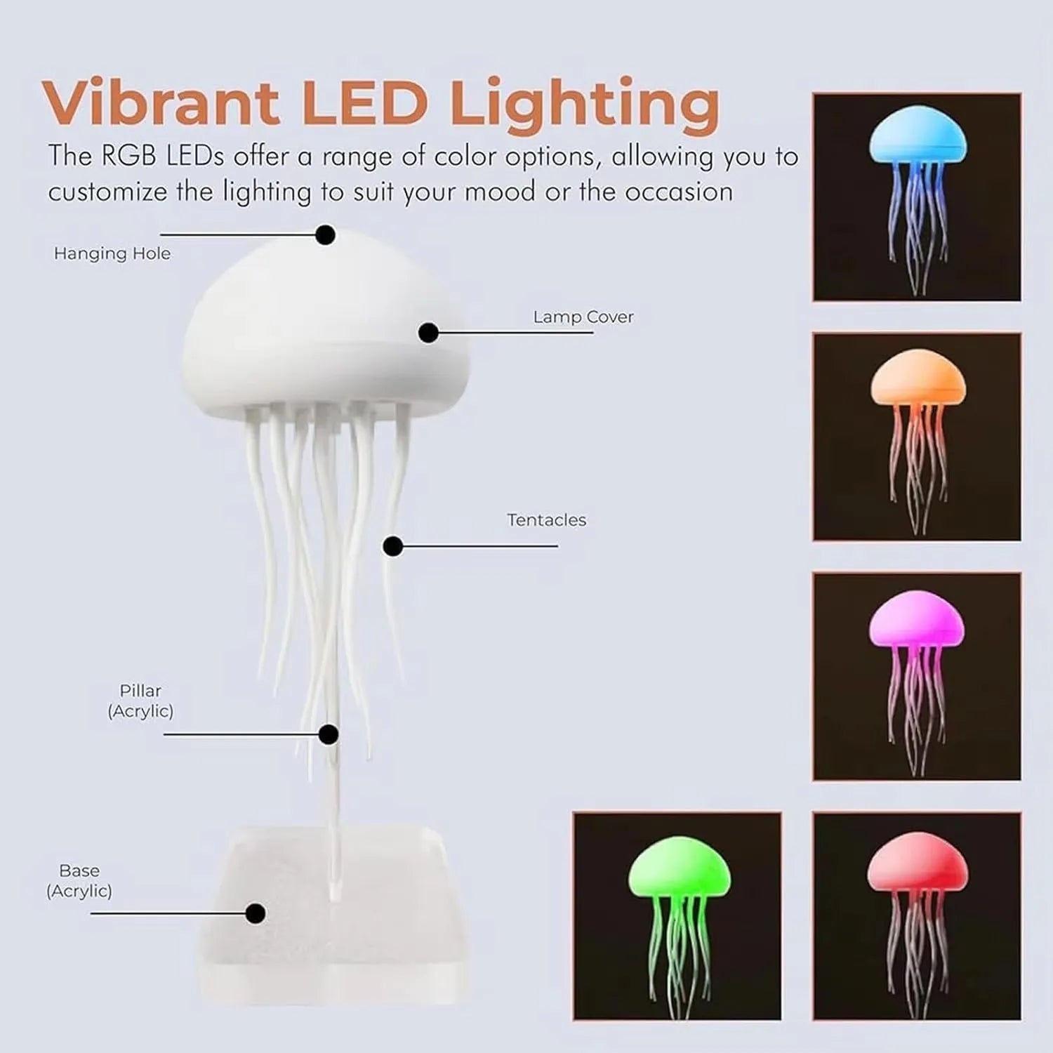 Jellyfish Cartoon Night Light RGB Gradient Cute Bedside Lamp Voice Control Table Lamps Child Room Decoration LED Lights