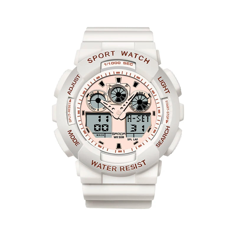 SANDA Multifunctional Sports Watch Waterproof Luminous Dual Movement Quartz Electronic Watch Fashion Couple Watch for Men Women