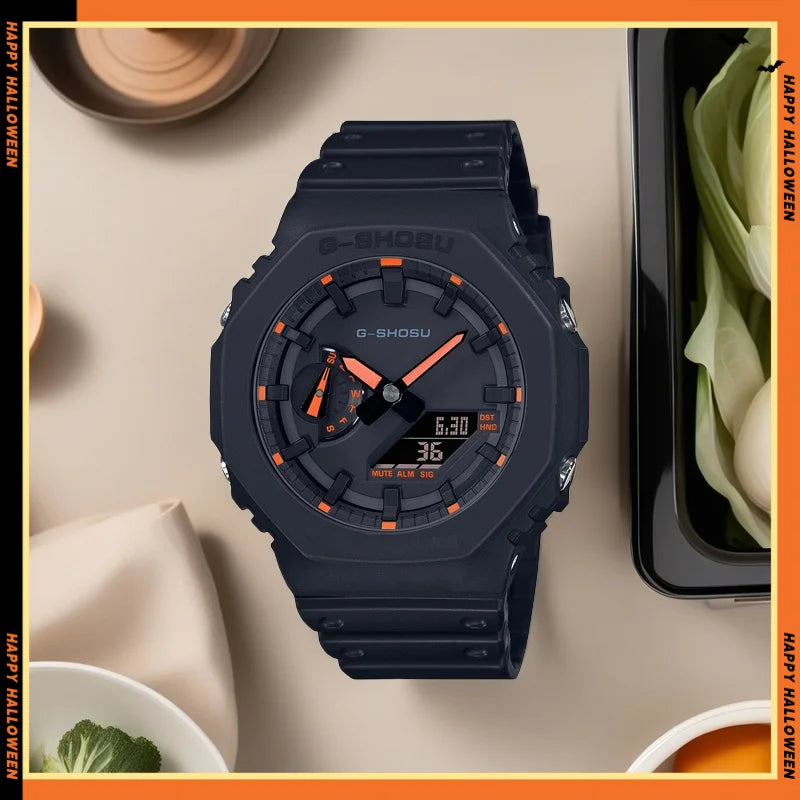 Oak Collection Full Function World Time Full Function LED Dual Display Unisex Digital Watch Waterproof Large Dial