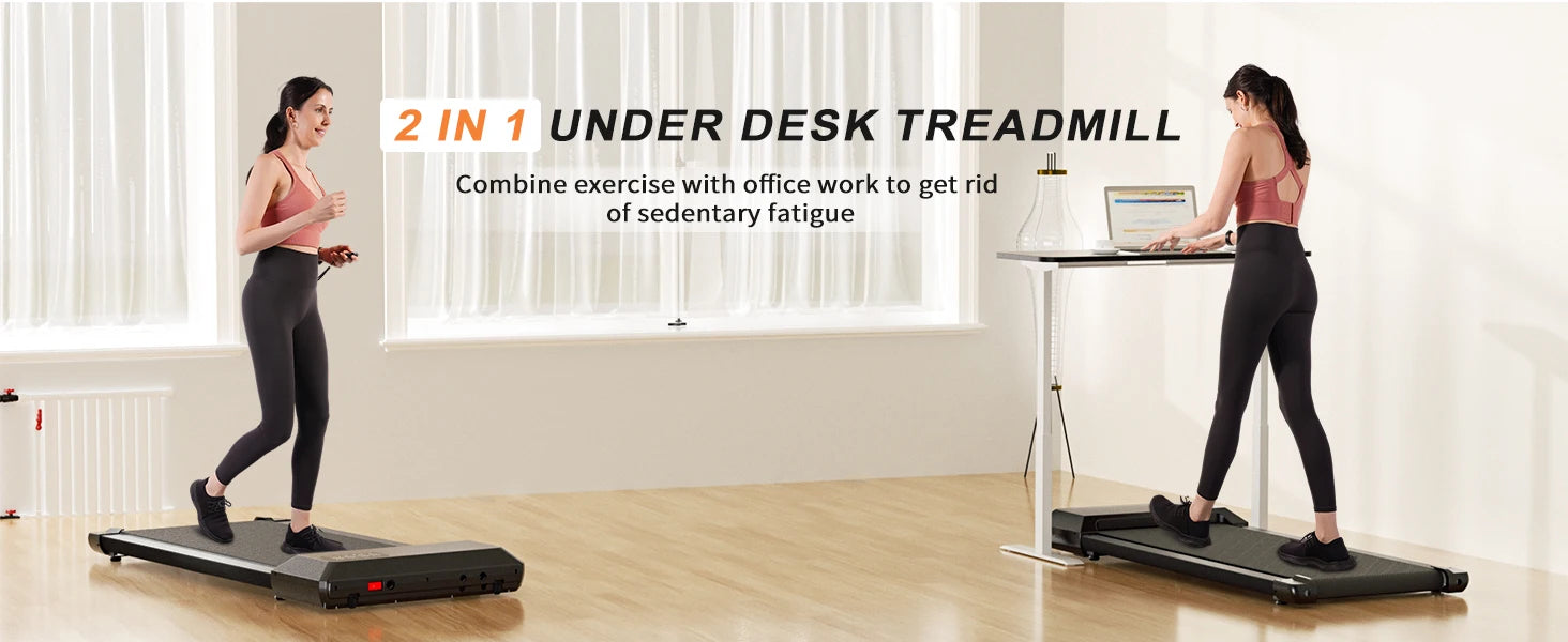 2in1 Walking Pad Mini Treadmill Portable for Home&Office Under Desk LCD Screen Max 250lbs Quiet Treadmills Exercise Machine