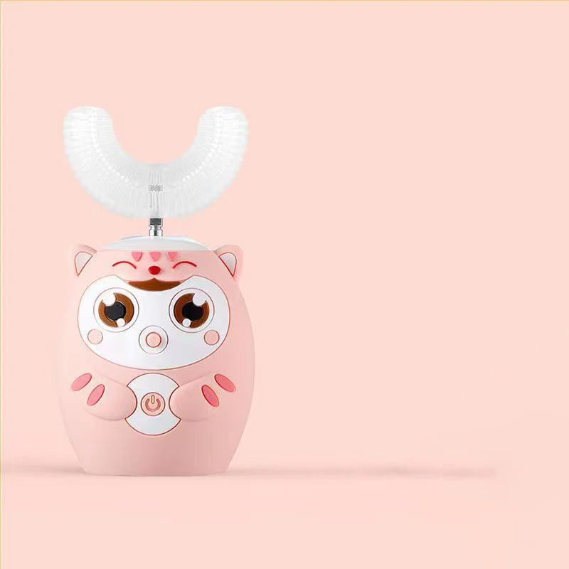 360° Sonic Electric Toothbrush for Kids Children U Shape Automatic Silicone Tooth Brush Smart Timer Rechargeable Blue Light IPX7