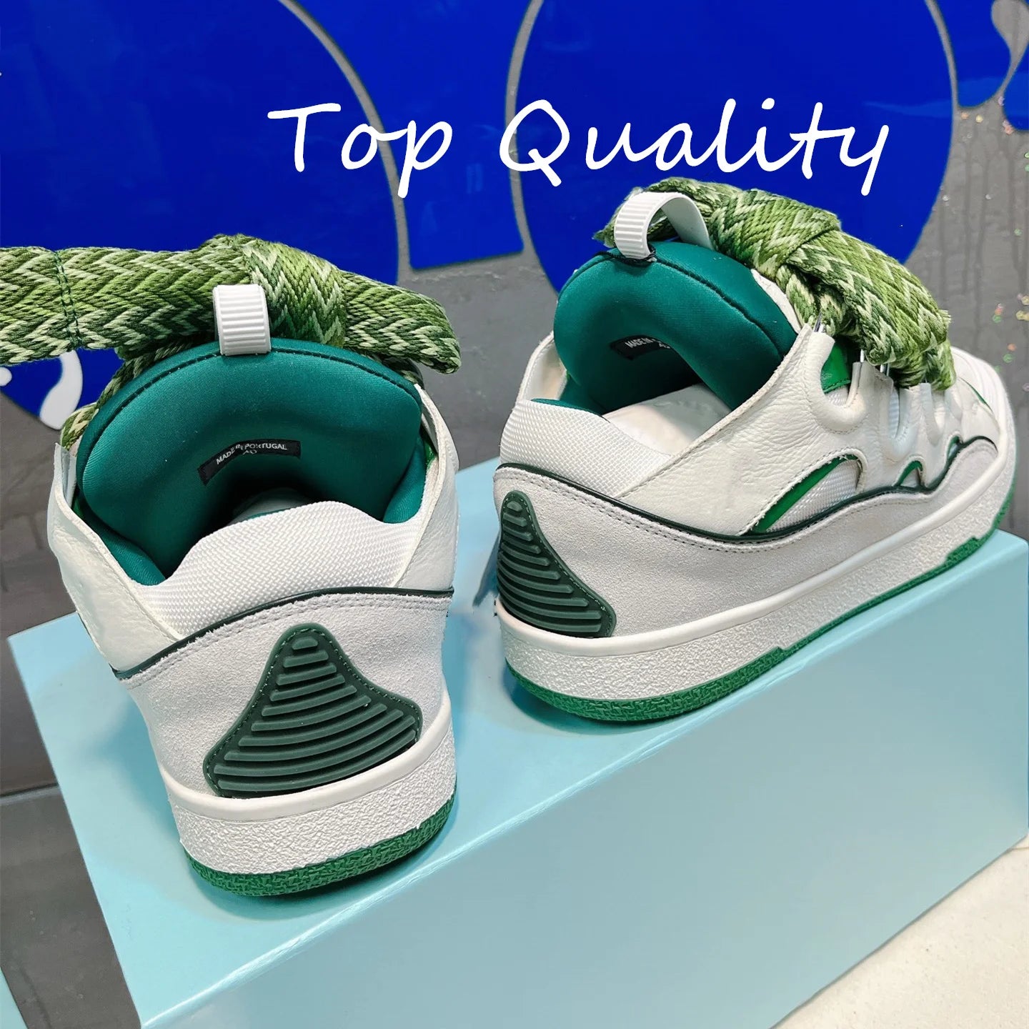 Men's Women's Casual Shoes sports shoes Thick tongue Colorful shoelace Matching leather material Splicing color design