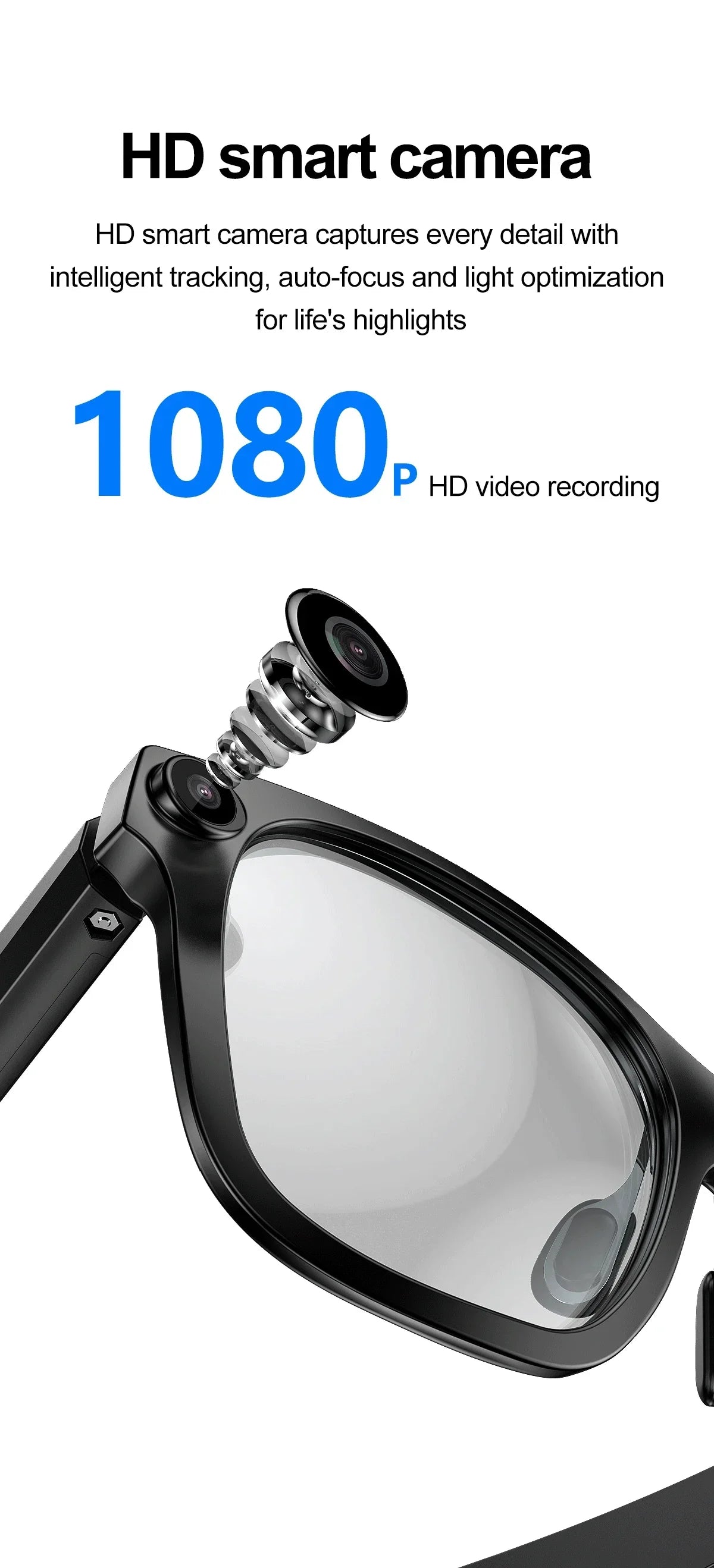 AI Smart Glasses With 5MP Camera Translation Voice Control WIFI Transmission Bluetooth Call Music Playback Intelligent Glasses