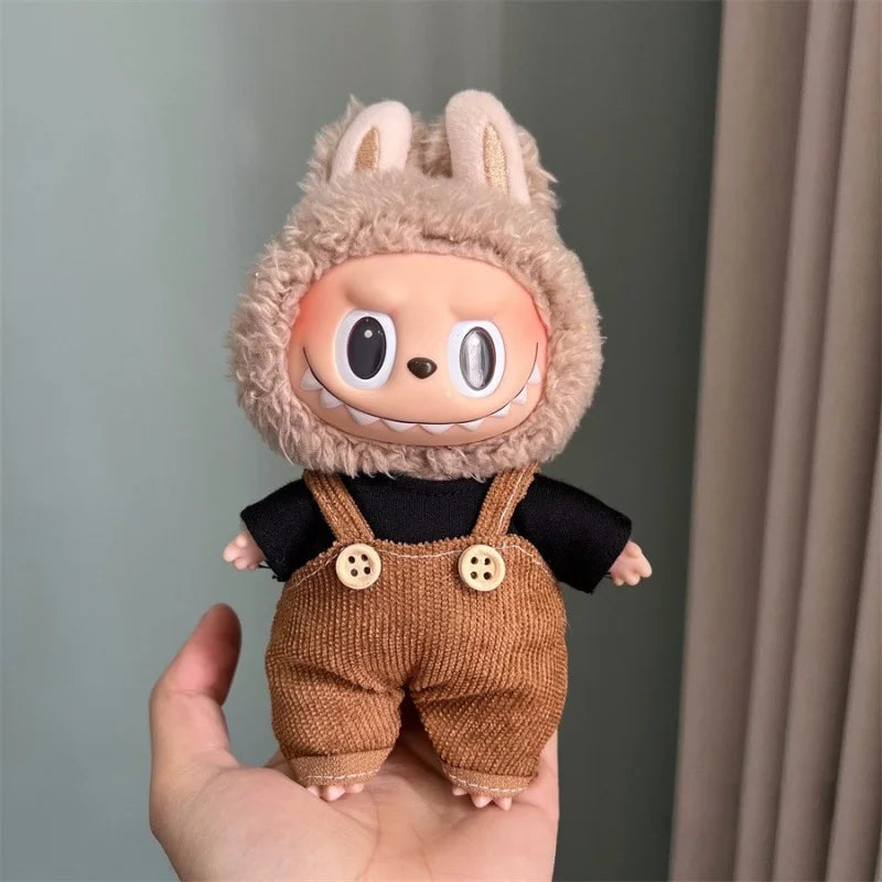 Cute Mini Plush Doll Clothes for 17cm Labubu Many Kinds of Overalls Clothes Accessories