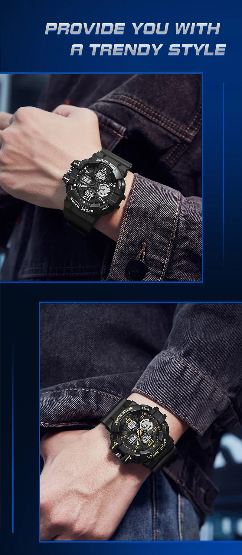 SANDA 3168 White Sport Watch LED Digital 50M Waterproof Watch Men Multifunction Clock Relogio Masculino Men Military Watches