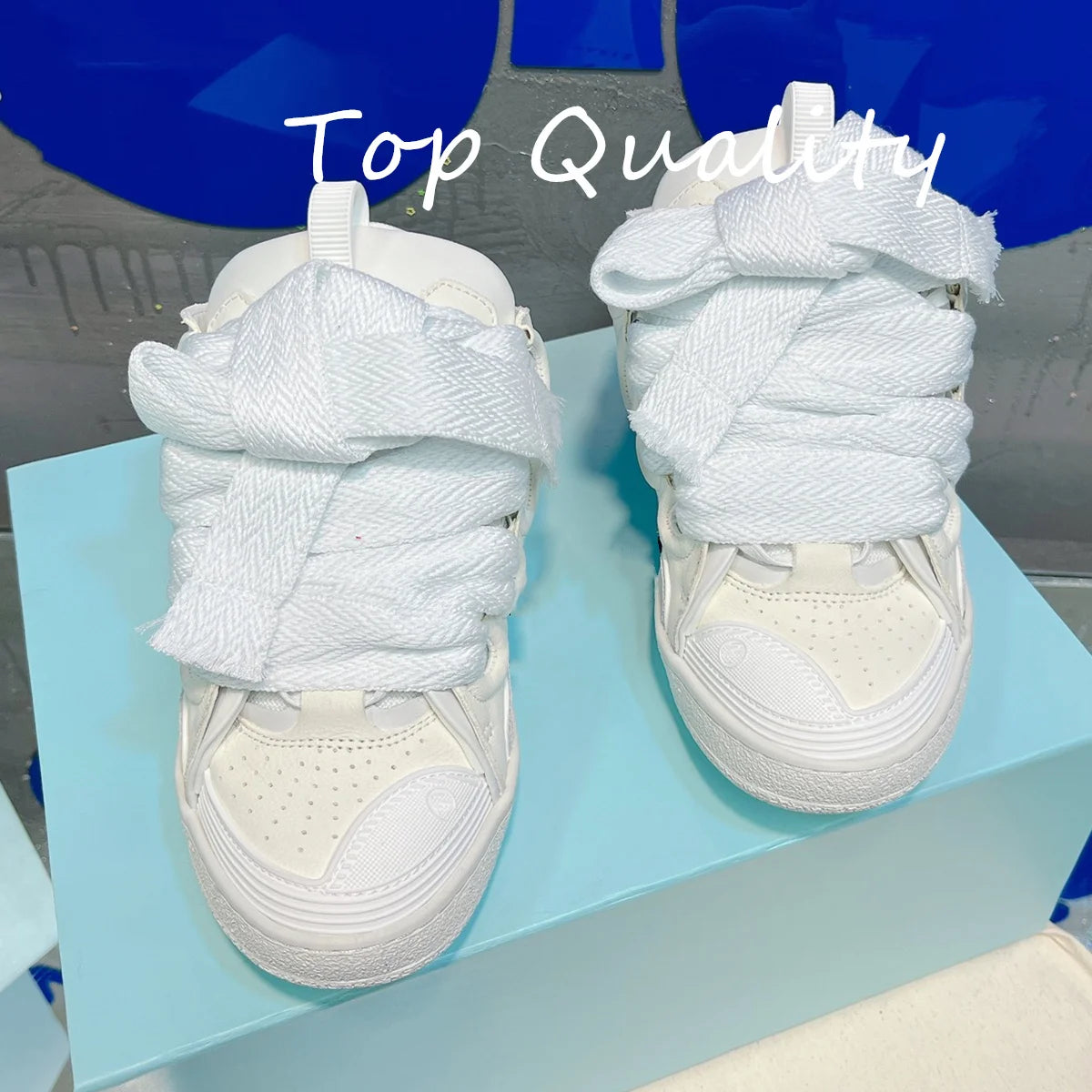 Men's Women's Casual Shoes sports shoes Thick tongue Colorful shoelace Matching leather material Splicing color design