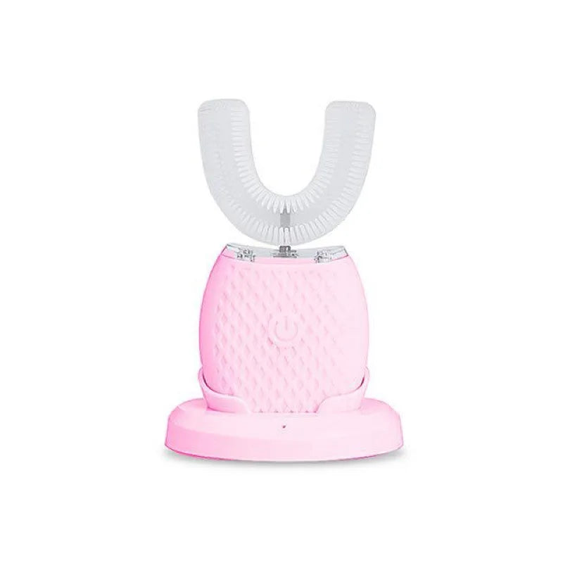 360° Ultrasonic Electric Toothbrush U Shaped for Adults Sonic Vibrations Tooth Brush with Charging Base Blue LED Light Whitening