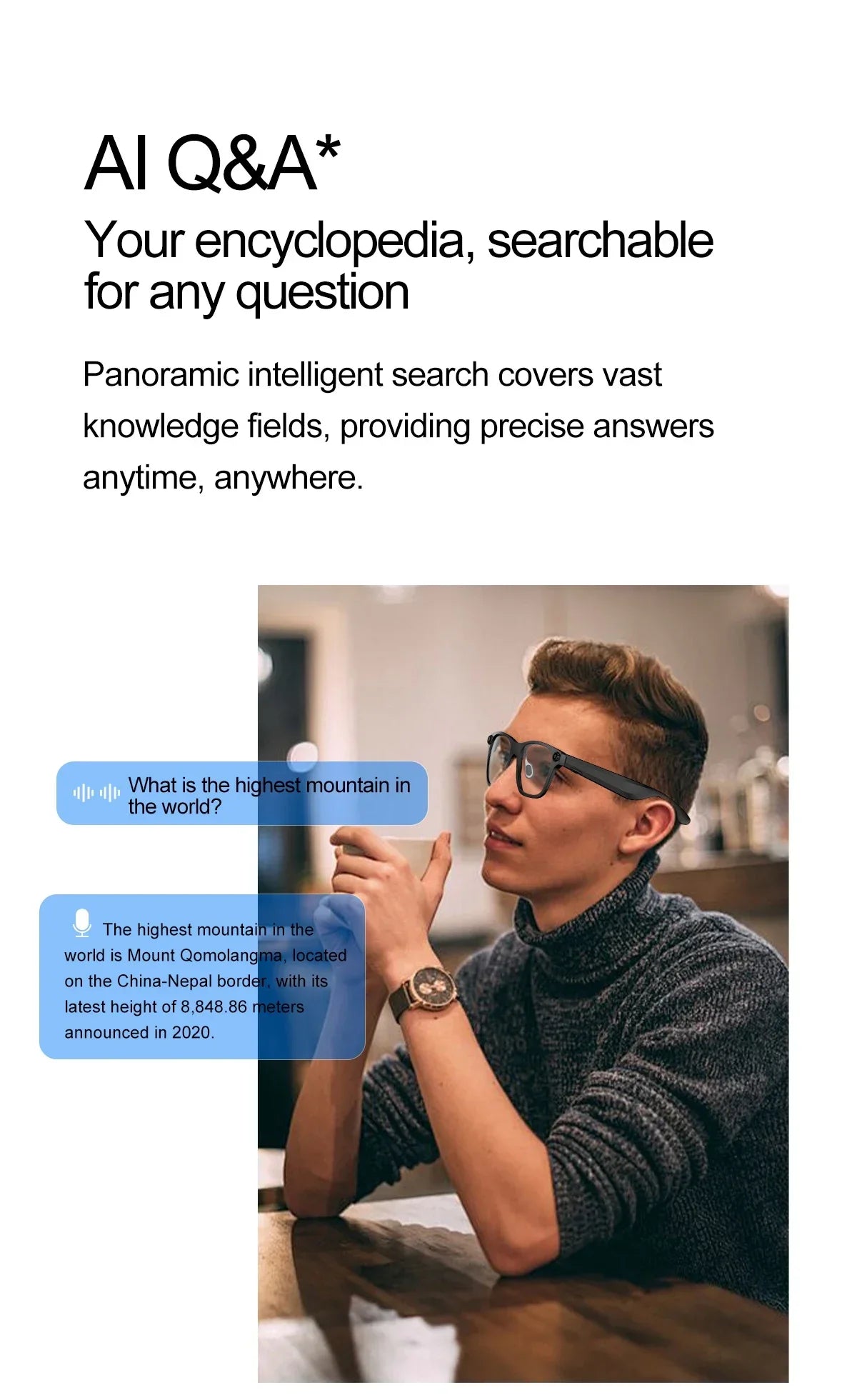 AI Smart Glasses With 5MP Camera Translation Voice Control WIFI Transmission Bluetooth Call Music Playback Intelligent Glasses