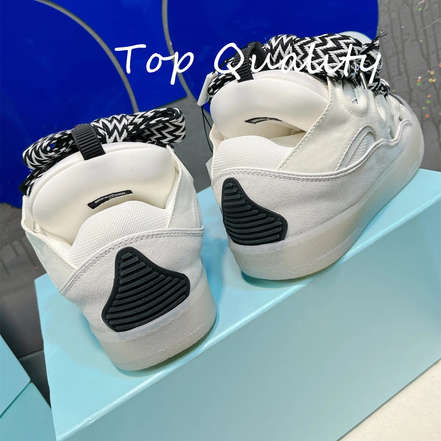 Men's Women's Casual Shoes sports shoes Thick tongue Colorful shoelace Matching leather material Splicing color design