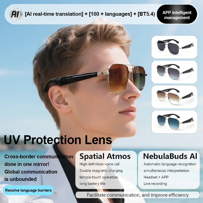 2025 Smart Glasses Fashion Luxury Men Women Polygonal Eye Protection Sun Glasses Trendy Retro Driving Sports AI Goggle Shades